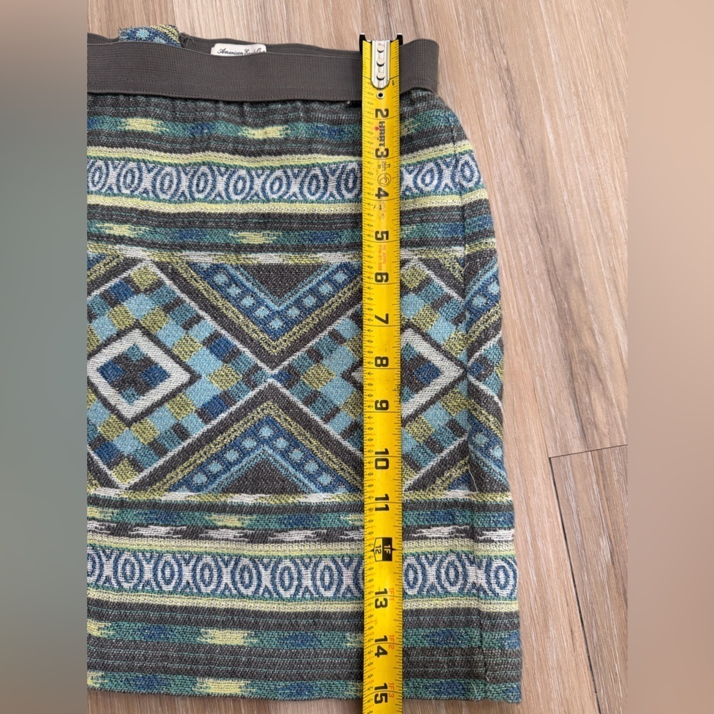 American Eagle Size 4 Outfitters Geometric Pencil Skirt in Blue and Green - Picture 3 of 6